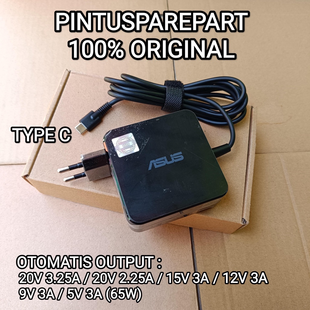 CHARGER ADAPTOR LAPTOP ASUS TYPE C ORIGINAL 20V 65W ORIGINAL OTOMATIS