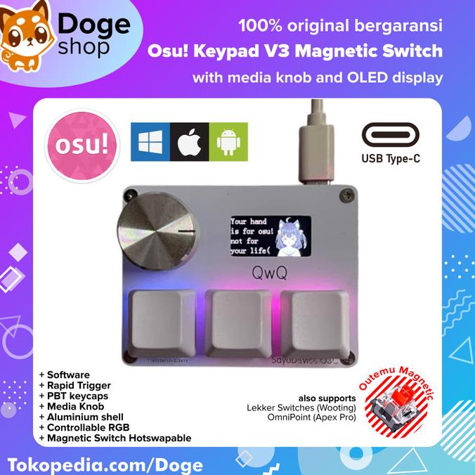 Jual Osu! Nono V3 Keyboard Magnetic Switch Wooting OLED Display Knob ...