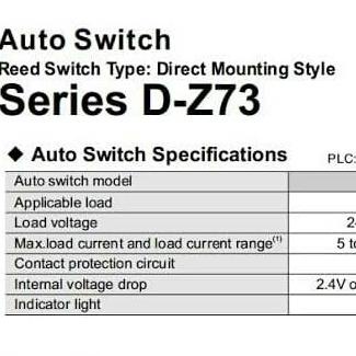 D-Z73 Pneumatic Magnetic Sensor Make - SMC