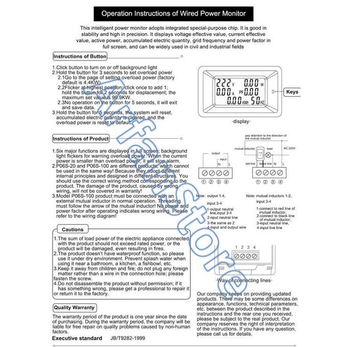 Jual Volt Watt Amp Ampere PF Power Factor KWh Hertz Hz Meter AC 220V