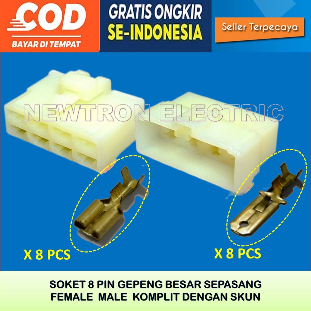 Jual SOKET SOCKET KONEKTOR CONNECTOR KABEL 8 PIN BESAR MALE FEMALE