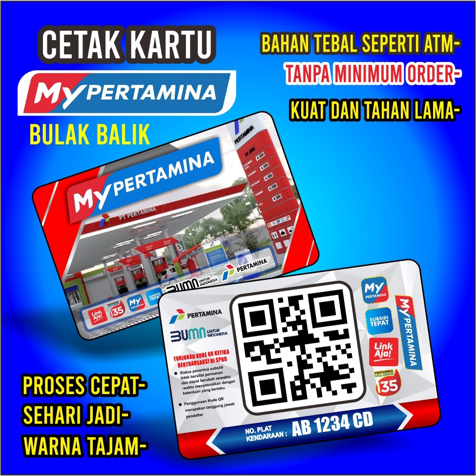 Jual SEHARI JADI / CETAK KARTU MY PERTAMINA / ID CARD PERTAMINA / KARTU