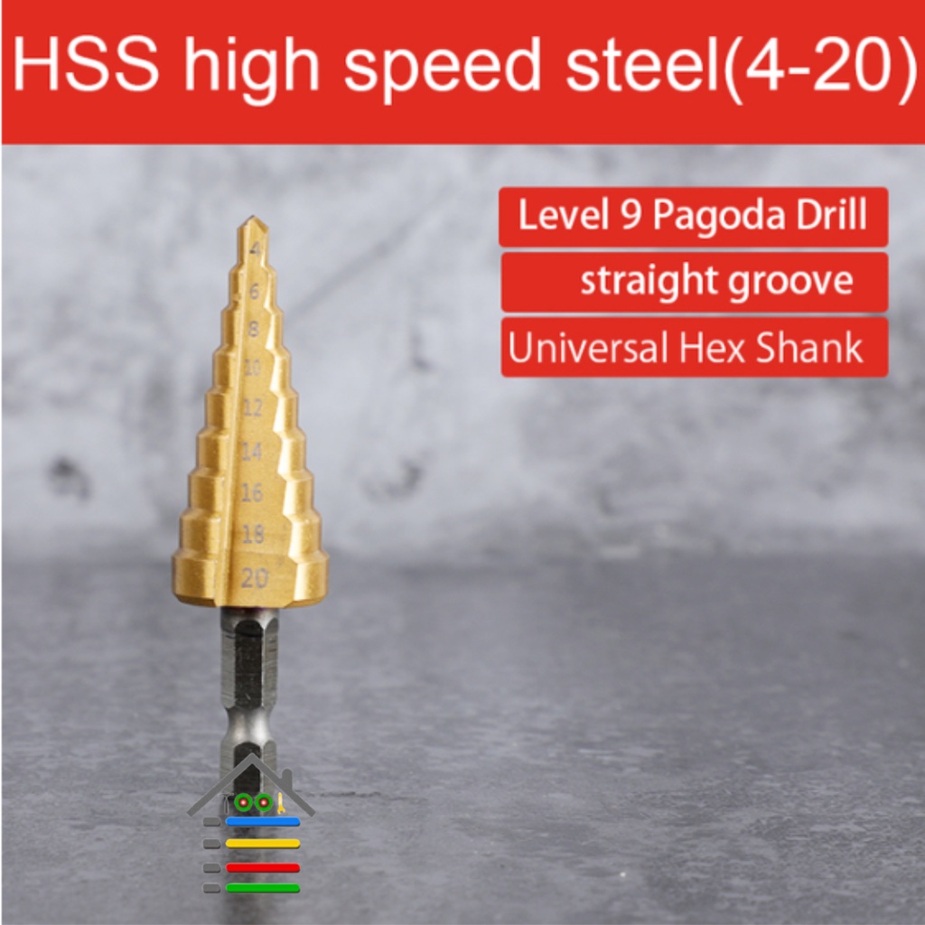Jual MATA BOR STEP DRILL HSS KERUCUT PAGODA 4 - 20 TITANIUM | Shopee ...
