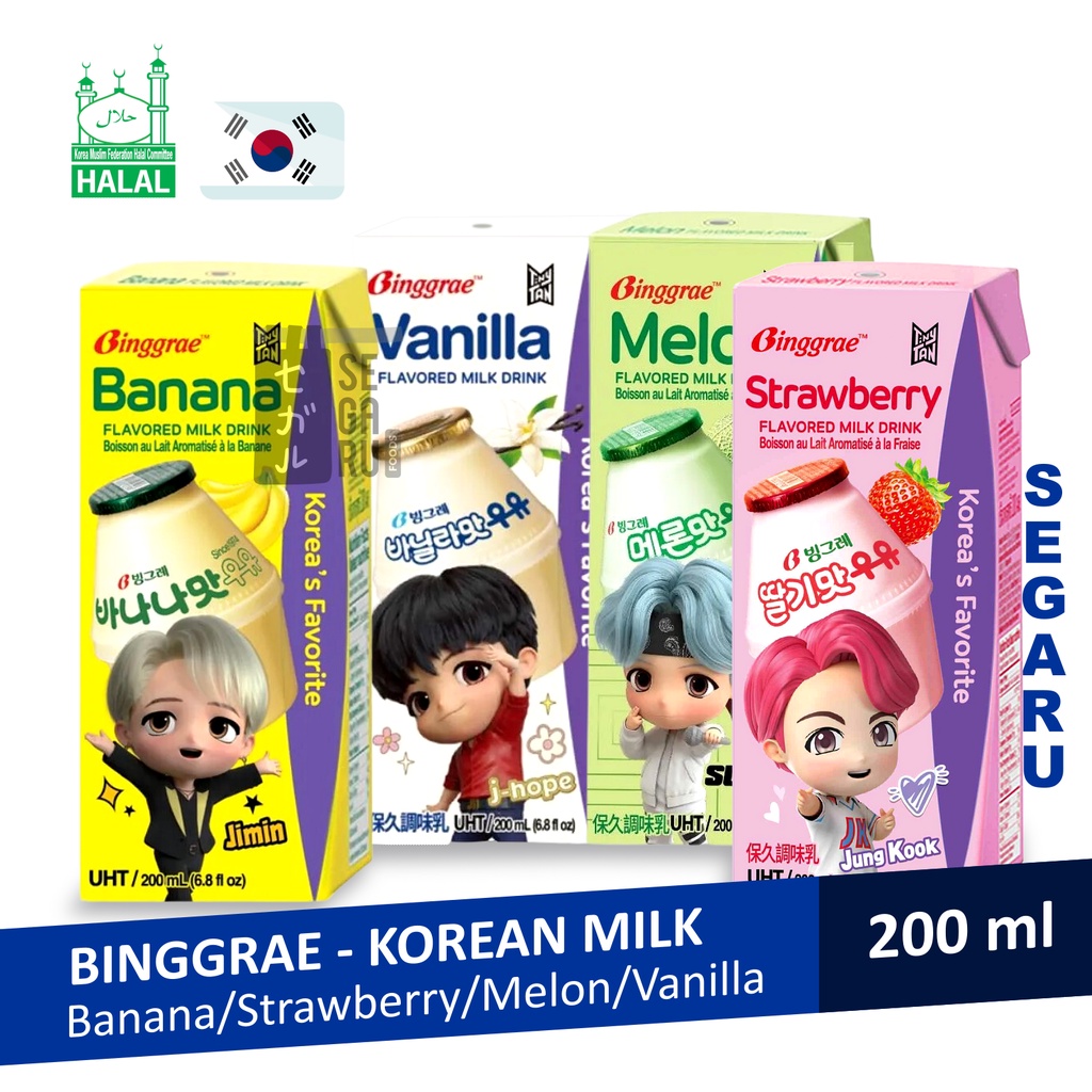 Jual Binggrae Banana / Strawberry / Melon / Lychee Flavored Milk Korean ...