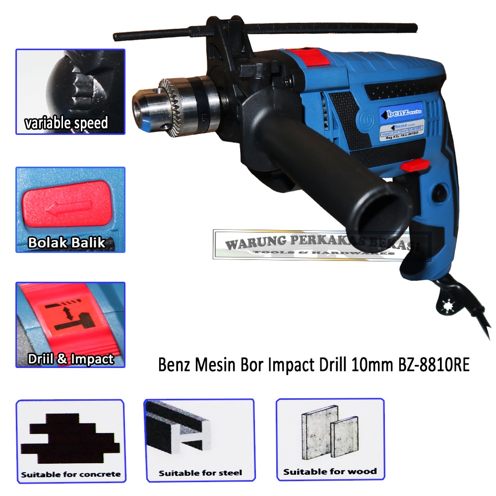 Jual Benz Mesin Bor 10mm Impact Drill 10 Mm Beton Kayu Besi Tembok ...