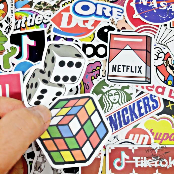 Jual Sticker Koper 1 Set isi 100 Pcs : Mixed Designs and Logos | Shopee ...