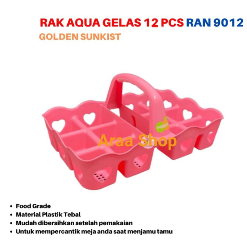 Jual Golden Sunkist Rak Aqua Gelas 12 Slot Lubang Pink Hijau Tempat Aqua Gelas Pink Hijau 0737