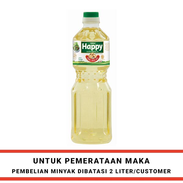 Jual HAPPY SALAD COOKING OIL BOTOL 1 LITER MINYAK GORENG Shopee