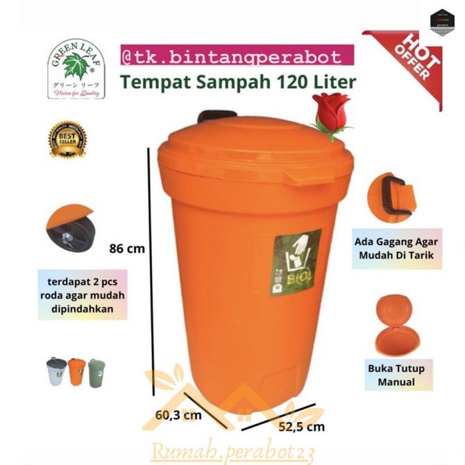 Jual Tempat Sampah Roda 120 Liter Bio Earth Green Leaf Shopee Indonesia