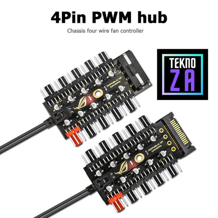 Jual 10 Port Fan Hub / Splitter 4 Pin / 3 Pin + Include Kabel Sensor ...