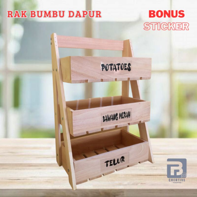 Jual Rak Bawang Susun Rak Bumbu Dapur Kayu Rak Dapur Rak Buah