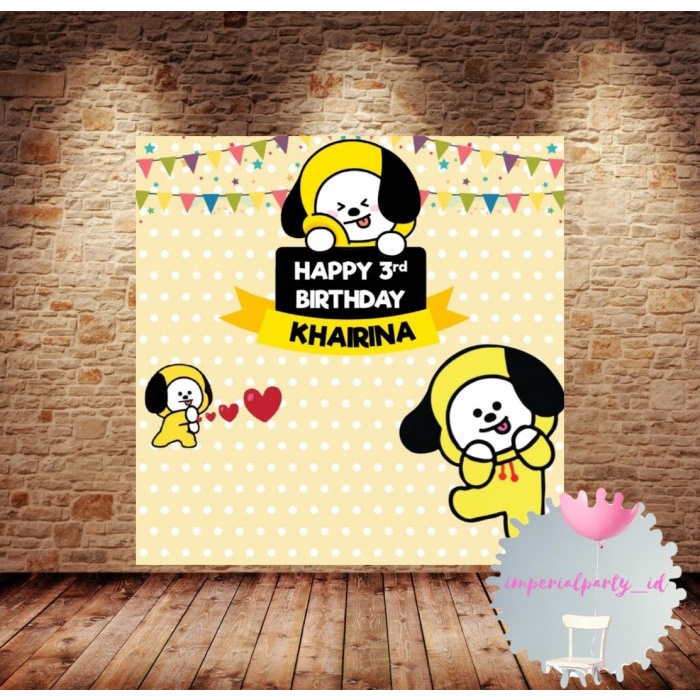 Jual Custom Backdrop Banner Spanduk Happy Birthday BT21 BTS Army Chimmy ...