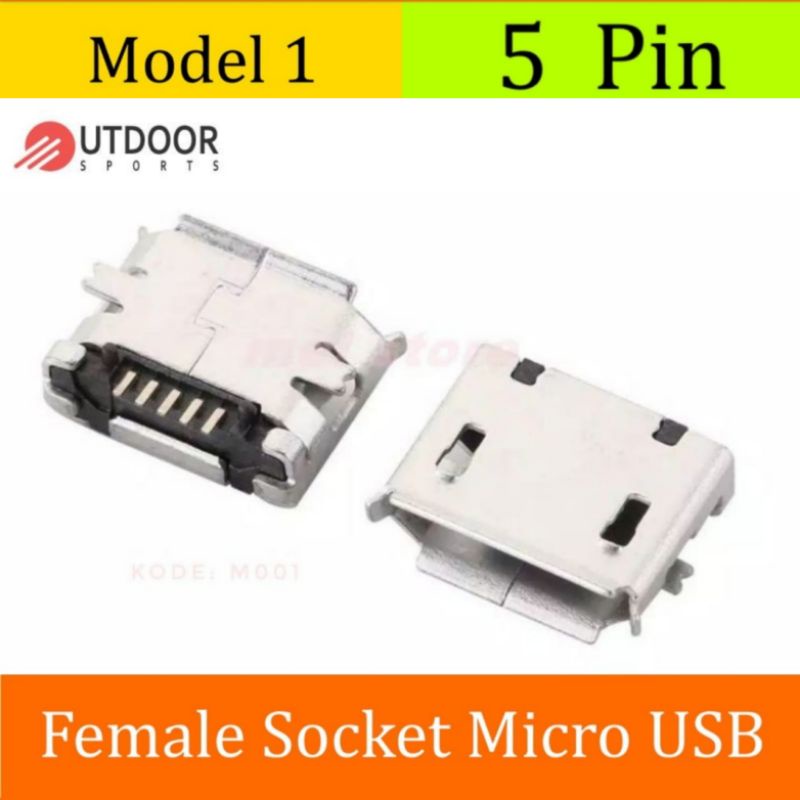 Jual M001 Conector Charger Socket Micro USB 5 Pin B Type Female SMT PCB ...
