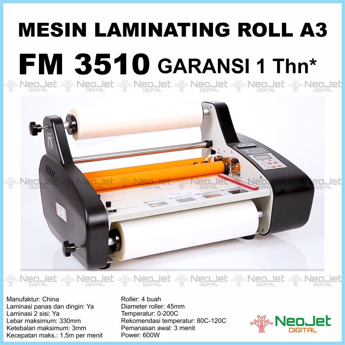 Jual Mesin Laminating Roll A3 Fm 3510 Laminasi Fm3510 Hitam Packing