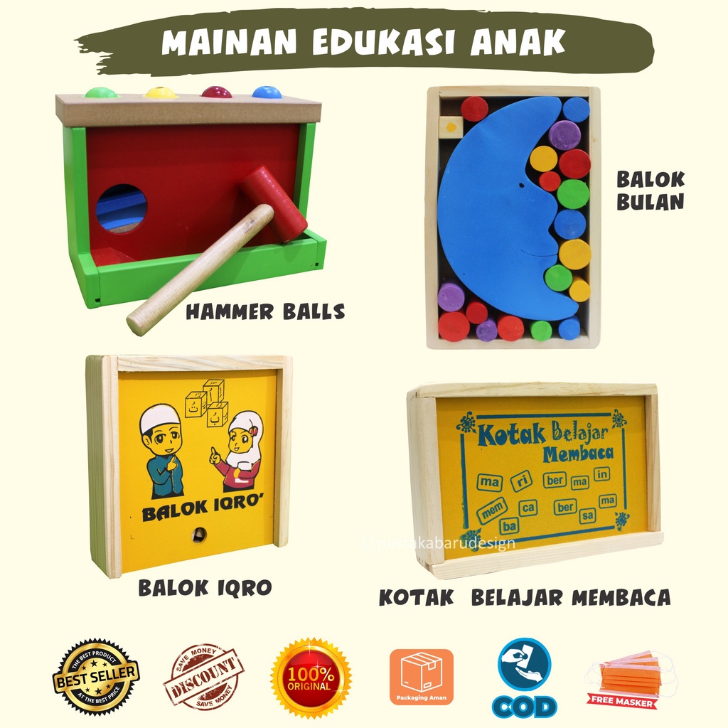 Jual Mainan Edukasi Balok Kayu Alat Peraga Edukasi Anak Kayu Balok ...