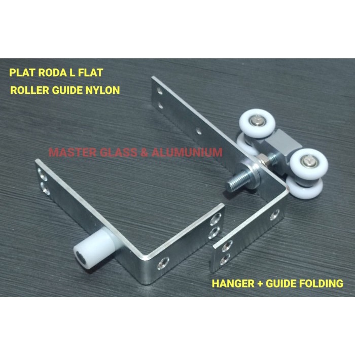 Jual Roda Pintu Lipat 1 Set Atas Bawah Plat L Lurus Guide Nylon ( Flat ...