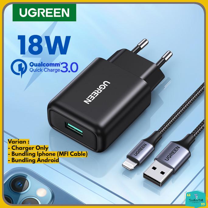 Jual UGREEN Kepala Charger 18W Iphone Android Fast Charging QC 3.0 USB