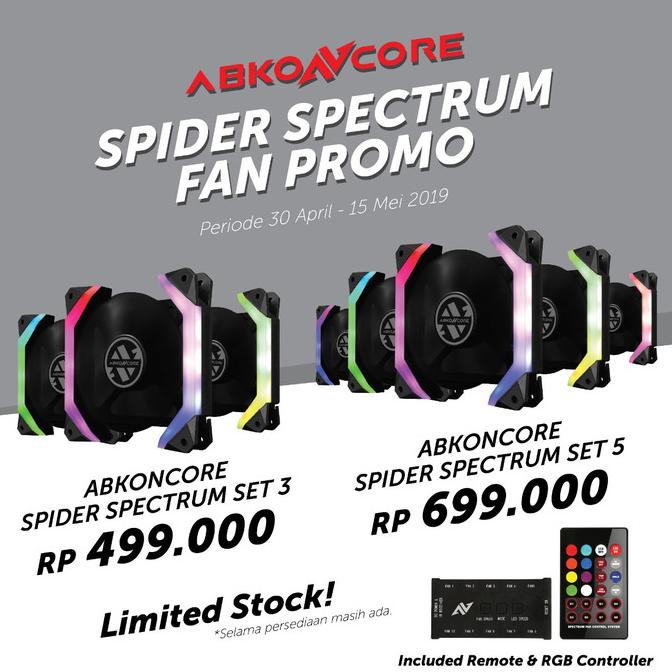 Jual Fan Casing Abkoncore Spider Rgb 5In1 - 5 Pack With Remote ...