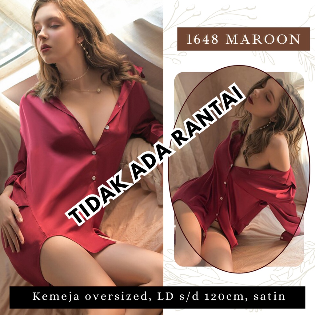 Jual Rr1648 Rr1649 Sexy Lingerie Kemeja Oversized Baju Dinas Malam Pakaian Tidur Boyfriend Shirt 3482