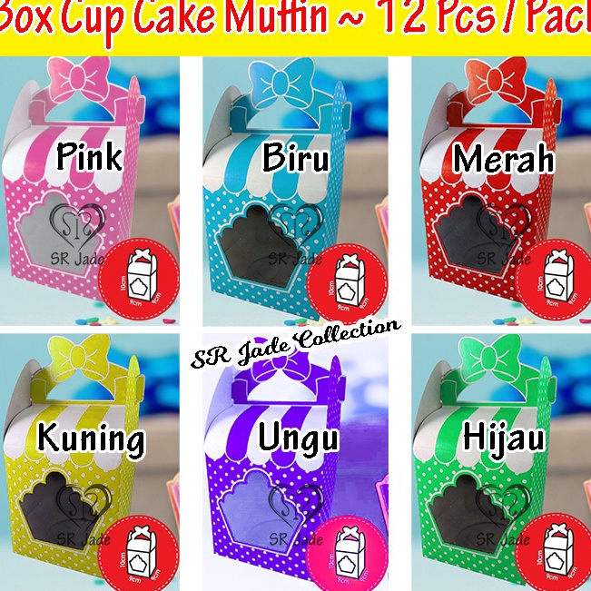 Jual rI Box Cupcake Pita Isi 1 Kue Muffin 12 Kotak / Pack Dus Kardus ...