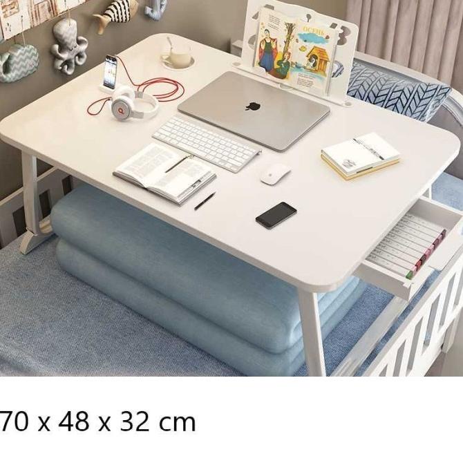 Jual New Meja Lipat Laptop Belajar Kerja Bed With Drawer Cup Holder ...