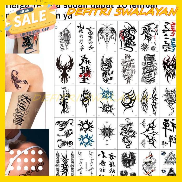 Jual 10 Lembar Sticker Tattoo Temporary Tato Temporer Paket Hemat Shopee Indonesia 6190