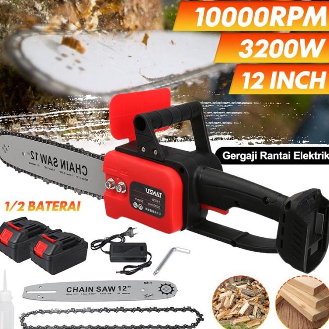 Jual Original Gergaji Listrik Chainsaw Cordless 12 Inci Gergaji Rantai