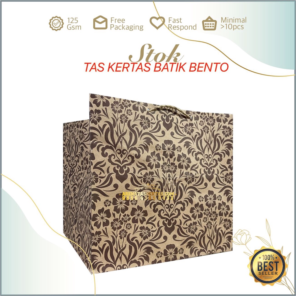 Jual Paper Bag Bento Motif Batik Paper Bag Kotak Nasi Box Tas Kertas Dus Nasi Kantong Kotak