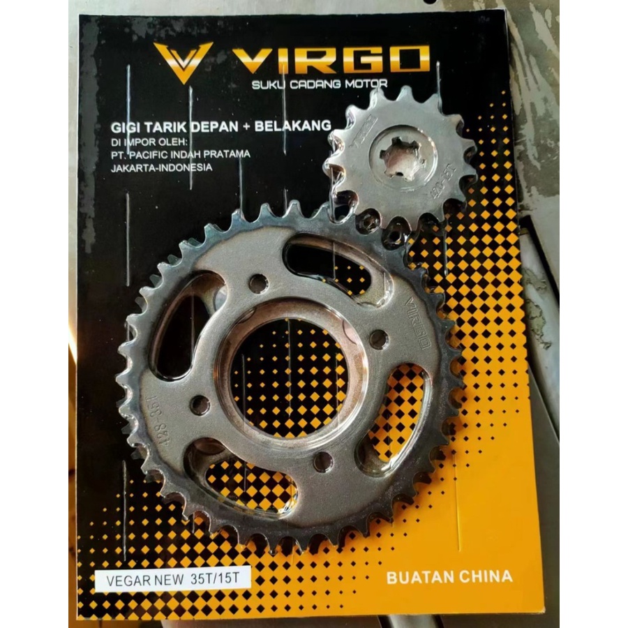 Jual Gear Set Vega R New 35T/15T Gigi Tarik Depan+Belakang Virgo By Pacific Shopee Indonesia