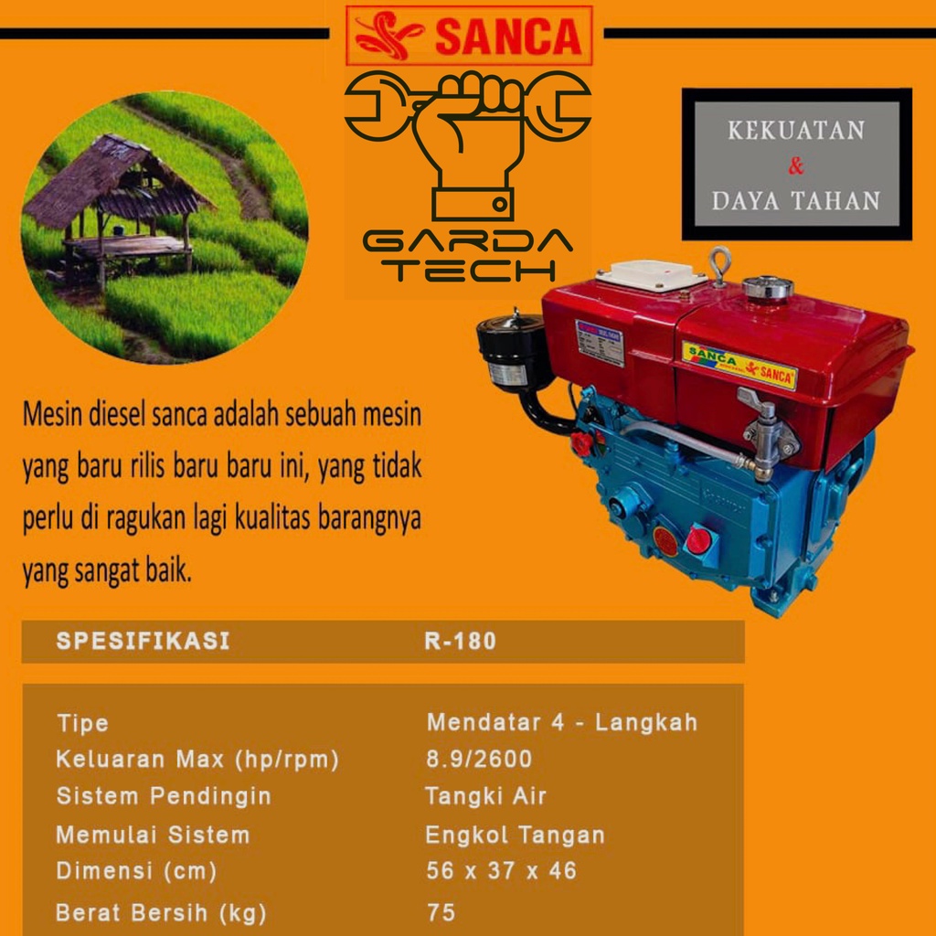 Jual Mesin Penggerak Diesel Solar SANCA R 180 Hopper / 9 HP Shopee