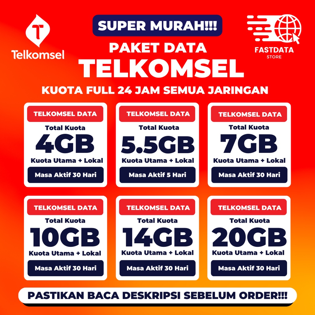 Jual TERMURAH!!! PAKET DATA TELKOMSEL FULL 24 JAM SEMUA JARINGAN SUPER ...