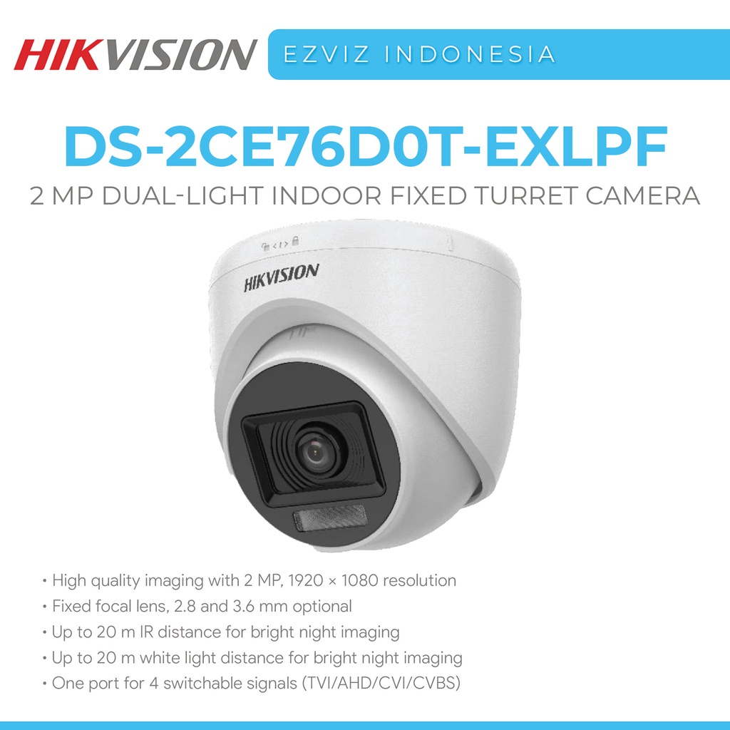 Jual Hikvision Ds Ce D T Exlpf Mp Dual Light Indoor Fixed Turret Camera Shopee Indonesia