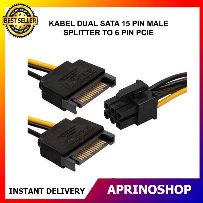 Jual Kabel Power Pcie Sata Cabang Connector Splitter 6 Pin Sata 15 Pin Shopee Indonesia 0604