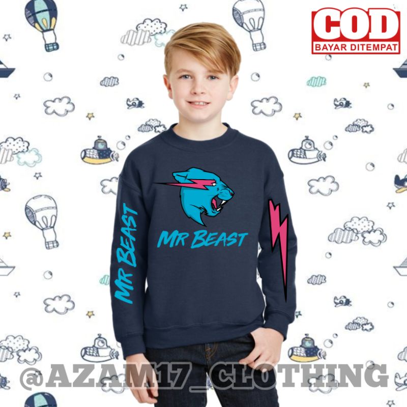 Jual (BISA COD) Sweater Crewneck Anak Mr Beast Youtuber Mister