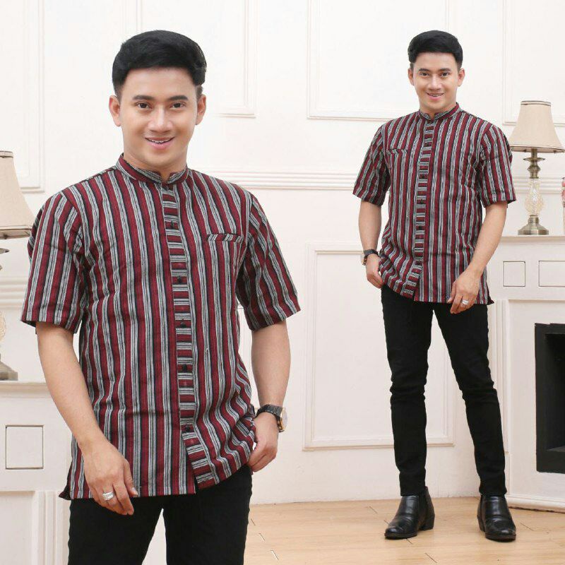 Jual Baju Adat/Kemeja Lurik/Baju Adat Jawa Tradisional/Kemeja Salur ...