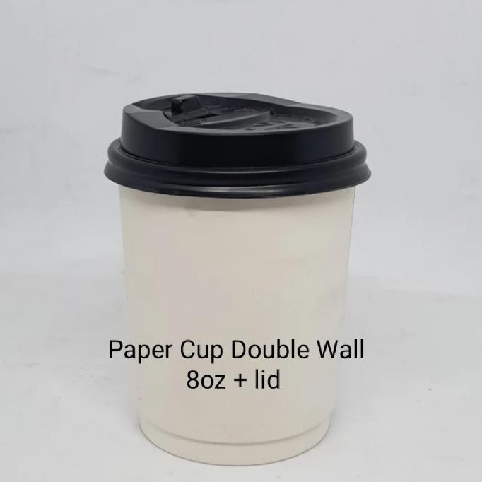 Jual :::::::] Paper Cup Double Wall White 8oz + lid -Gelas Kertas Putih ...