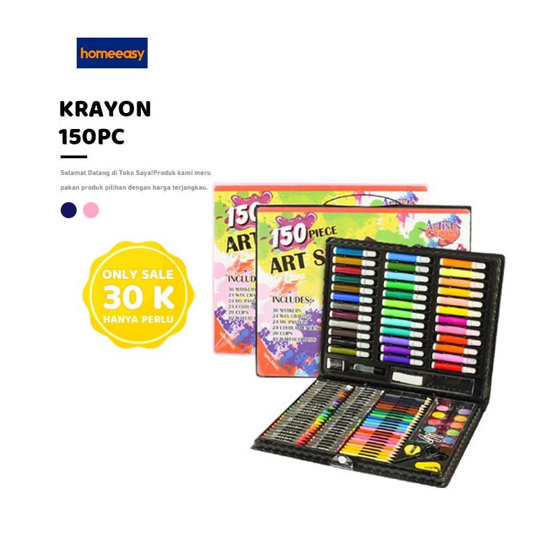 Jual Homeeasy Oil Pastel Crayon 150pcs Crayon Set Pensil Warna Pena Cat Air 150 Set Kuas Lukis