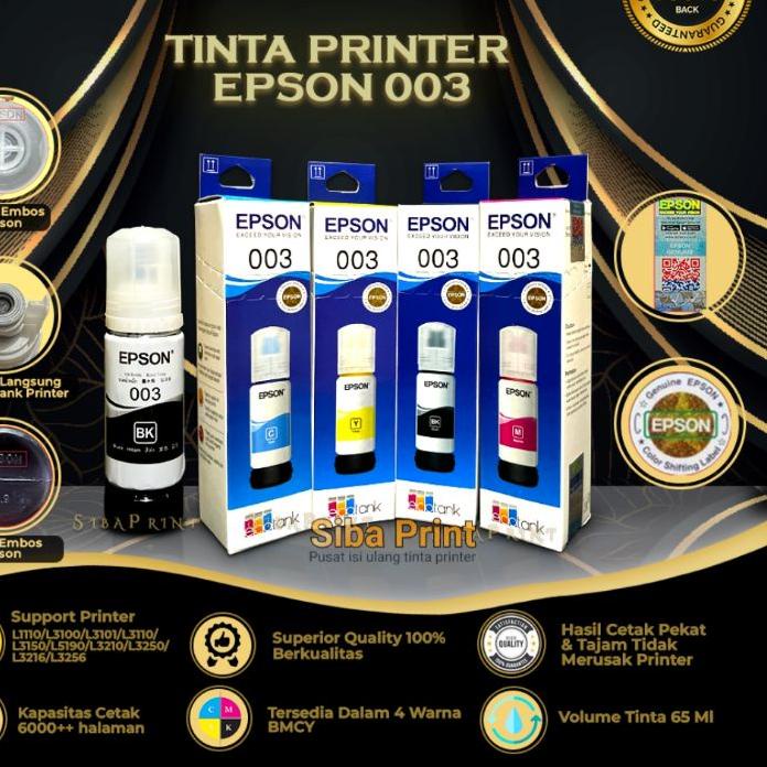 Jual Tinta Epson 003 Original Black Cyan Magenta Yellow L1110 L5190 L3150 L3110 L3101 Shopee