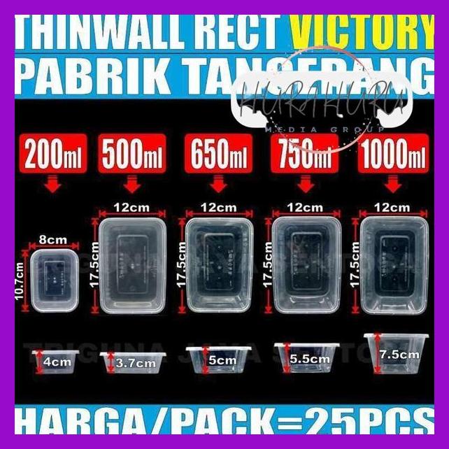 Jual Thinwall Rectangle 200ml 500ml 650ml 750ml 1000ml Per Pack Kotak