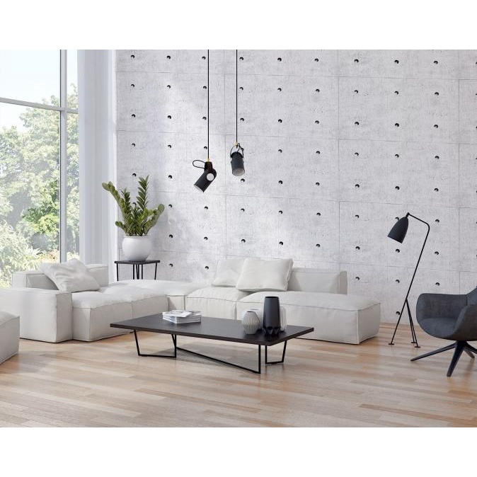 Jual Wallpaper Dinding Korea Semen Partisi Acian Industrial Simple Abu