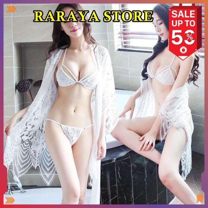 Jual Piyama Wanita Kimono Set Sexy Bra G String Baju Tidur Renda Transparan Shopee Indonesia 1131