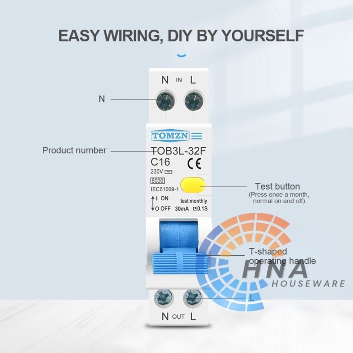 Jual RCBO MCB RCCB ELCB AC TOMZN 6A - 32A Lightning Protection Residual ...