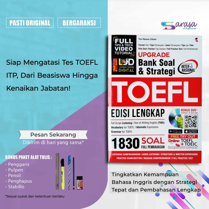 Jual BUKU TES TOEFL TOEIC : UPGRADE BANK SOAL & STRATEGI TOEFL 1830 ED ...