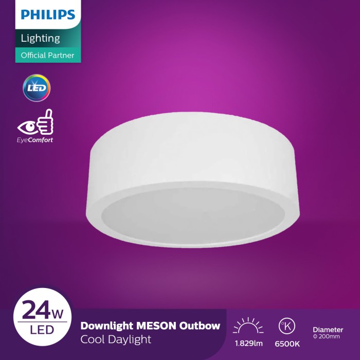 Jual Philips Downlight Meson Bulat Outbow 59474 D200 24W Cahaya Putih ...