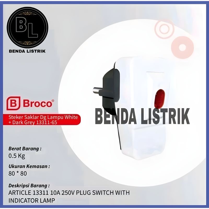 Jual Steker Lampu On Off 1311 White Broco Plug Switch With Indicator ...