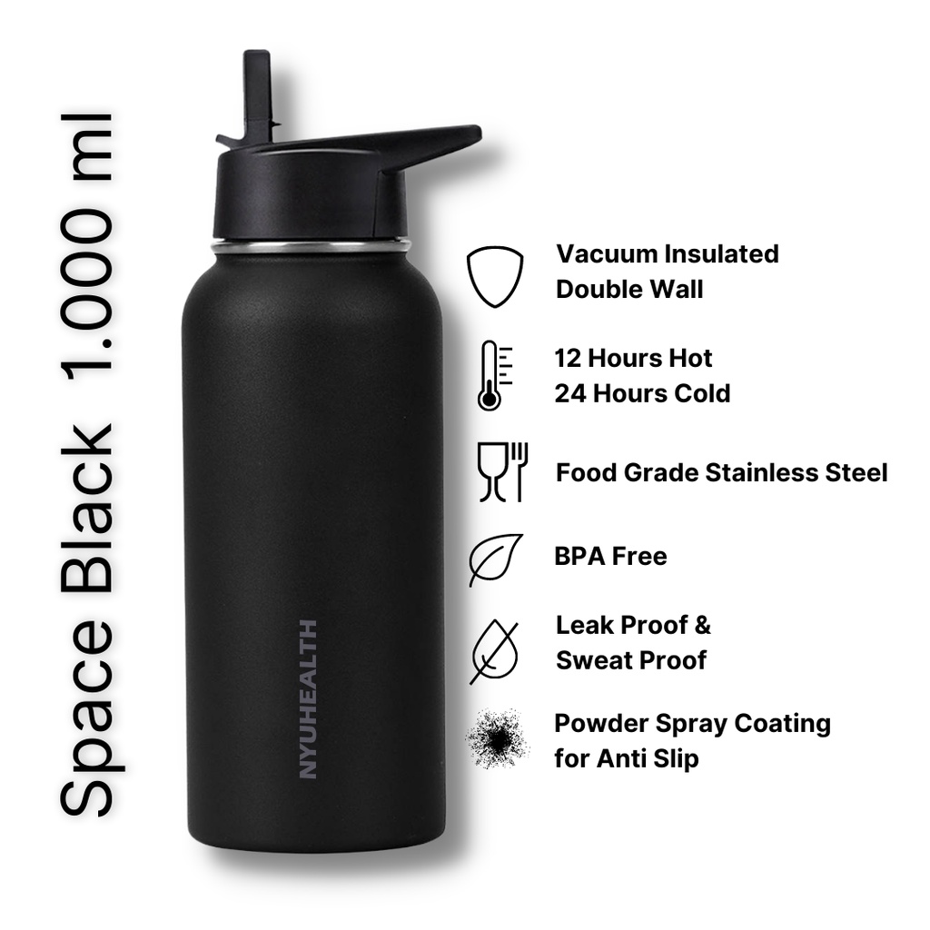 Jual Nyuhealth Double Wall Vacuum Insulated Water Bottle Capacity 1 Liter Color Space Black