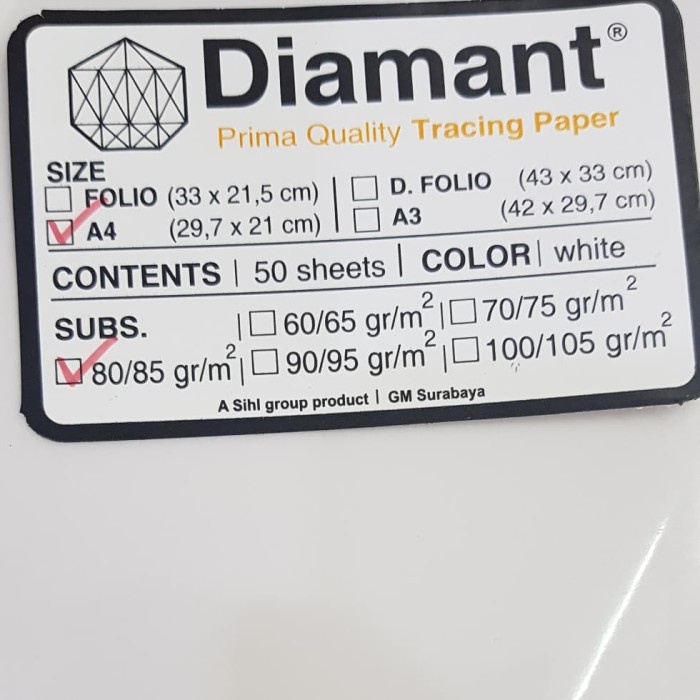 Jual Kertas Kalkir A Tracing Paper Diamant Gr Isi Lembar Shopee Indonesia