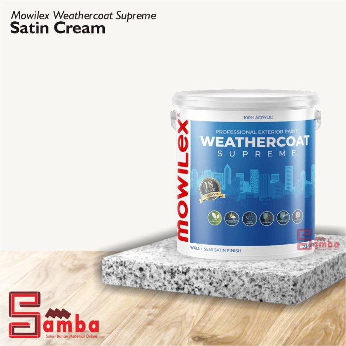 Jual Mowilex Weathercoat Supreme Satin Cream 2 5 Ltr Cat Exterior