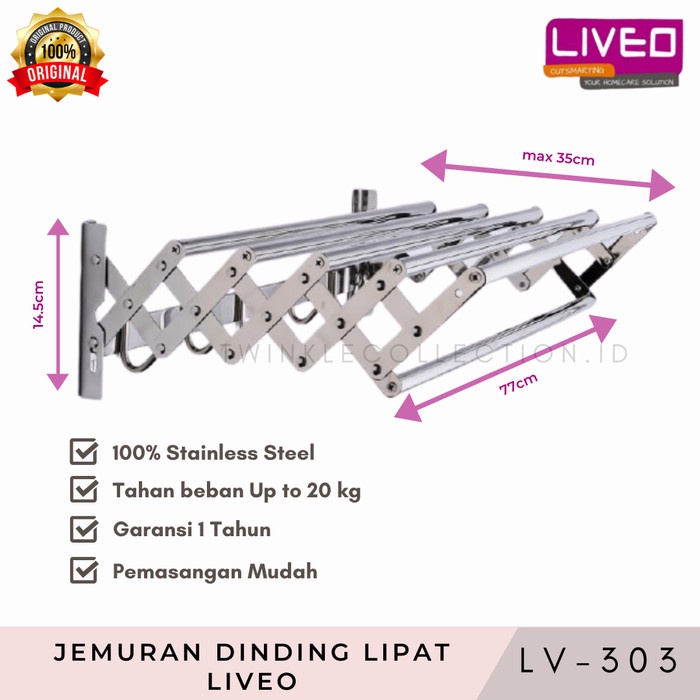 Jual JEMURAN DINDING - JEMURAN LIPAT LIVEO WALL DRYING HANGERS LIVEO LV ...