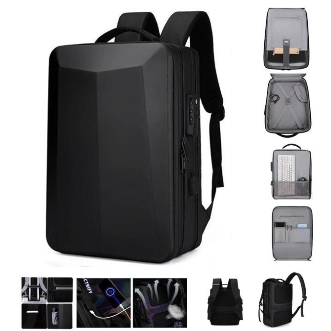 Jual Tas Laptop Backpack Hard Shell 15.6Inch Travel Abs Anti Thief